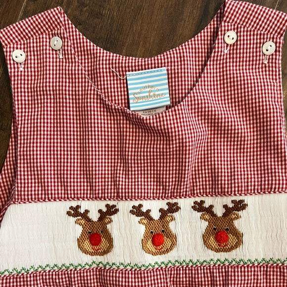 Smocked Christmas romper - Picture 2 of 3
